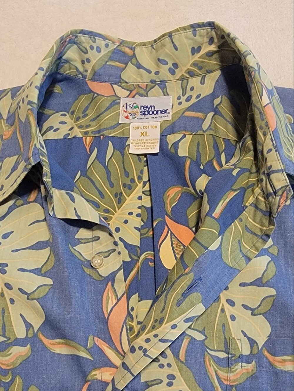 Vintage 90's reyn spooner reverse-print "Spooner Kloth" Hawiian Shirt XL - Picture 5 of 7